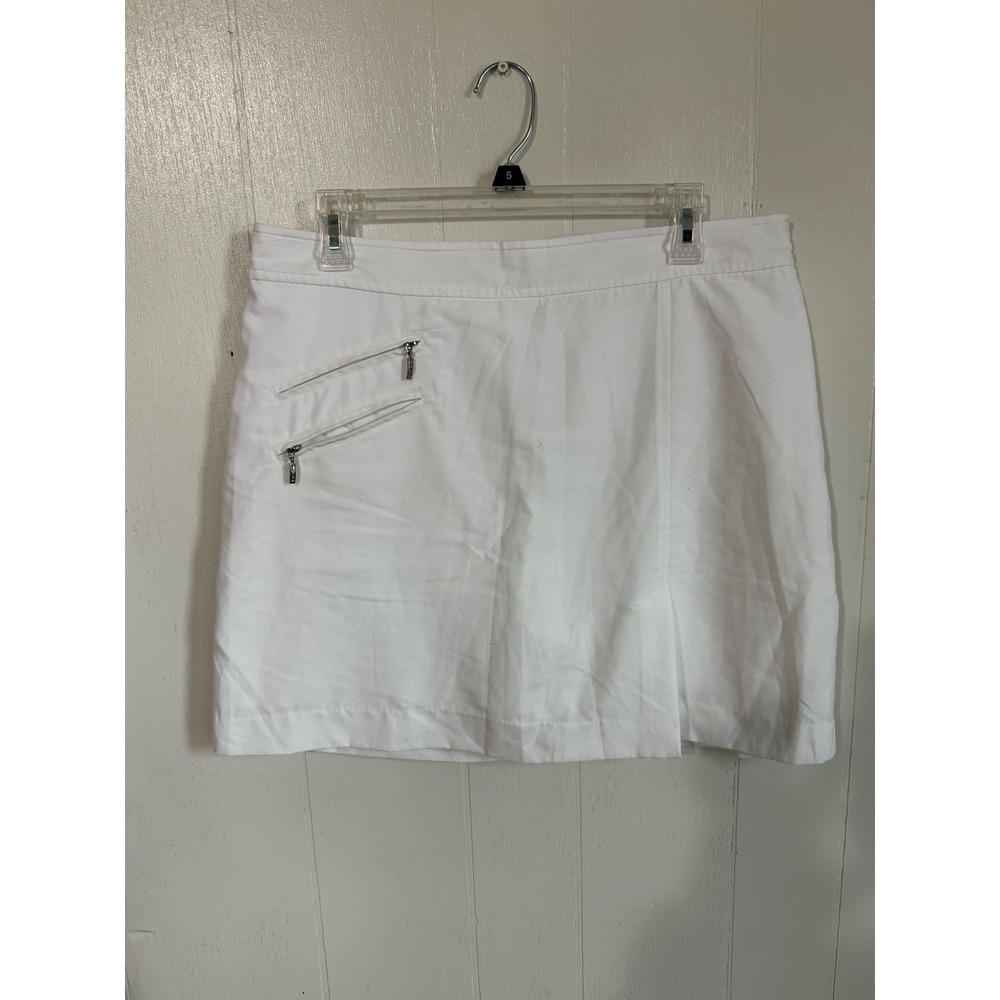 IZOD XFG Women's White Cool FX Skirt Size 10 Zip Pockets Golf Athleisure